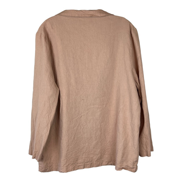 Asos Women Blazer Jacket Blush Pink One Button Flap Pockets Rayon Linen Blend 10 - Picture 3 of 11